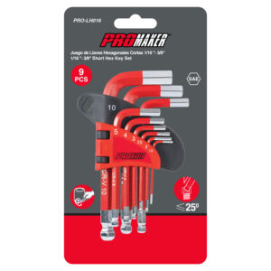 SHORT IMPERIAL HEX KEY SET PRO-LH016 LLAVE HEXAGONAL IMPERIAL LARGA PROMAKER 1