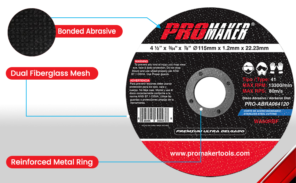 CUTTING ABRASIVE DISC PRO-ABRA064120 PROMAKER DESCRIPTION2