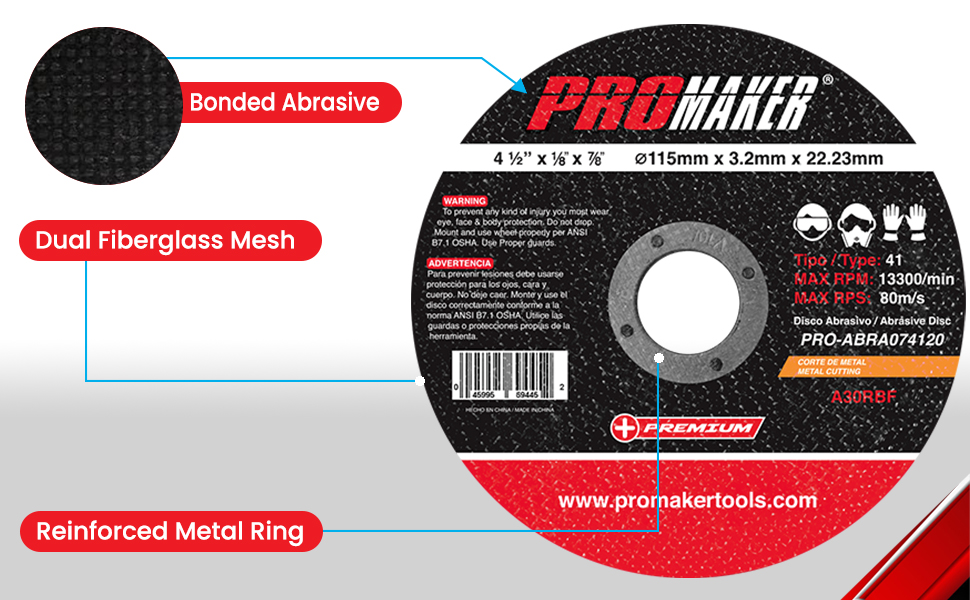 CUTTING ABRASIVE DISC PRO-ABRA074120 PROMAKER DESCRIPTION 2