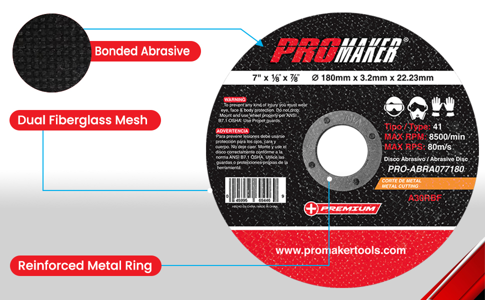 CUTTING ABRASIVE DISC PRO-ABRA077180 PROMAKER DESCRIPTION 2