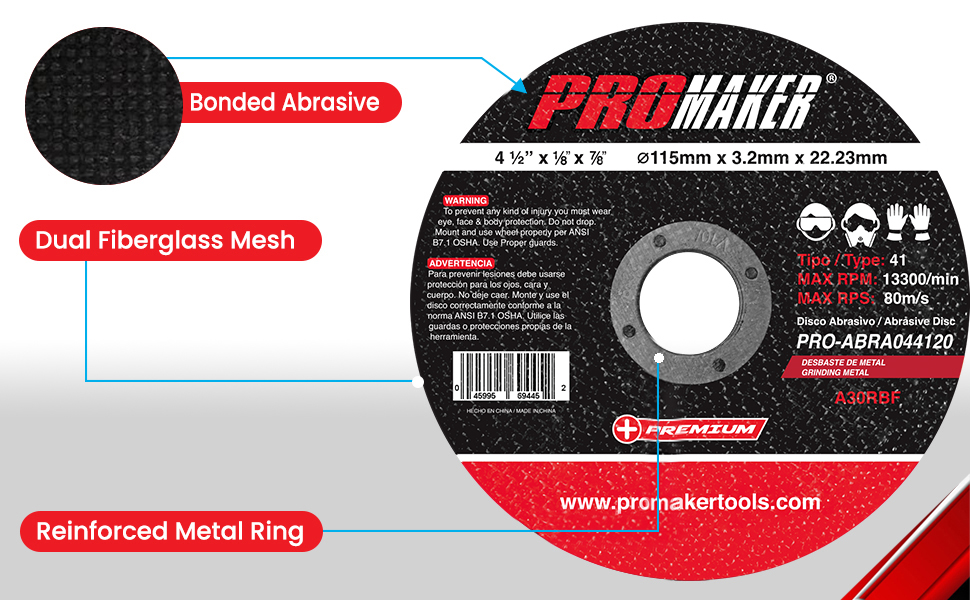 GRINDING ABRASIVE DISC PRO-ABRA044120 PROMAKER DESCRIPTION 2