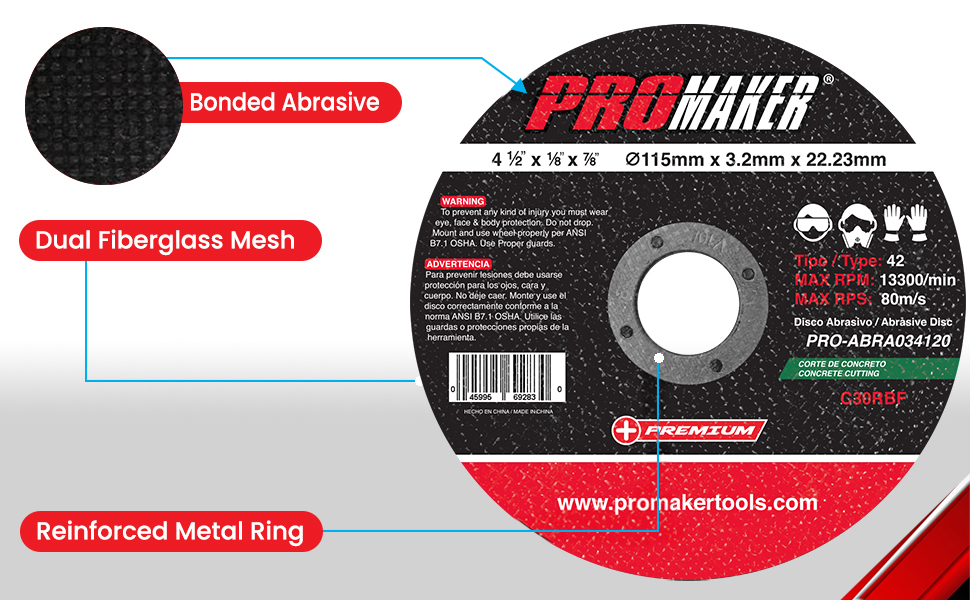 MASONRY ABRASIVE DISC ABRA034120 PROMAKER DESCRIPTION 2