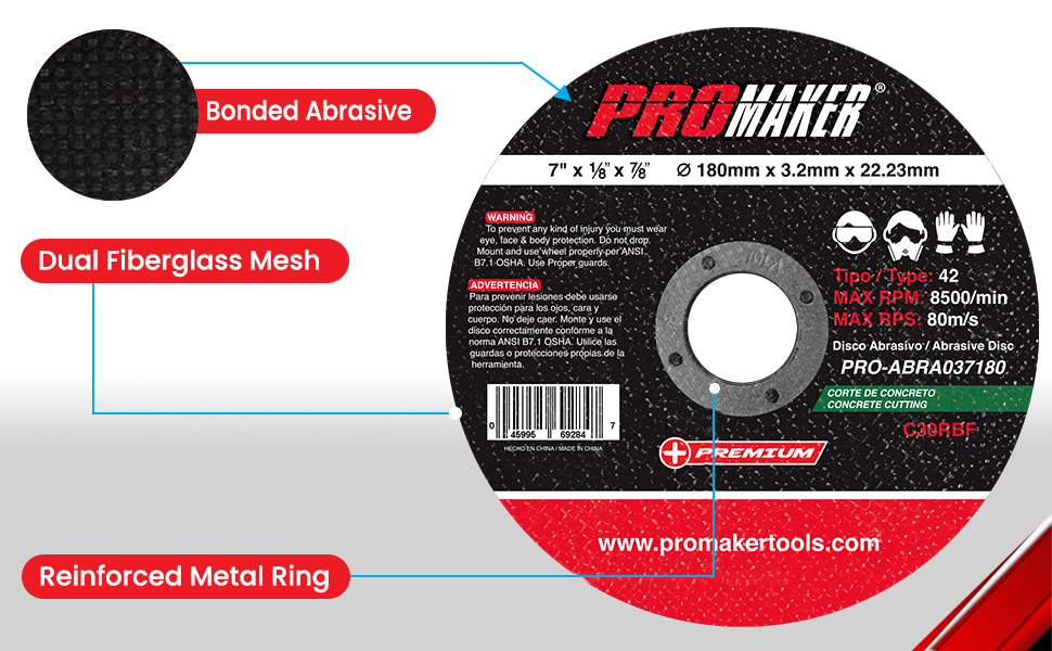 MASONRY ABRASIVE DISC ABRA037180 PROMAKER DESCRIPTION 2