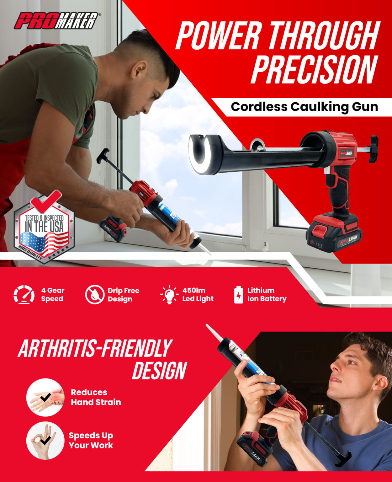 CORDLESS CAULKING GUN PRO-PC21 imagen 1