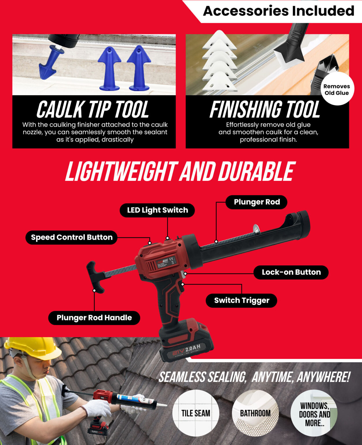 CORDLESS CAULKING GUN PRO-PC21 image 2